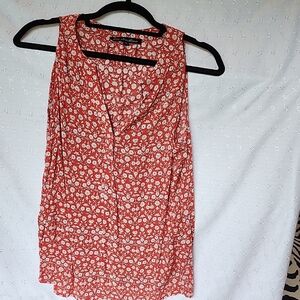 Floral Red Sleeveless Top